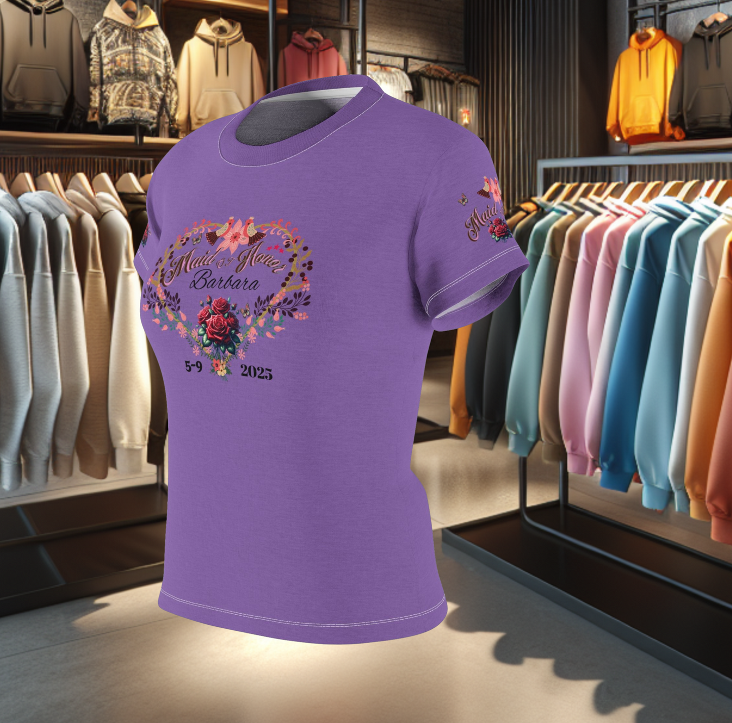 Maid of Honor Tee - Women's Cut & Sew Graphic Purple T-Shirt