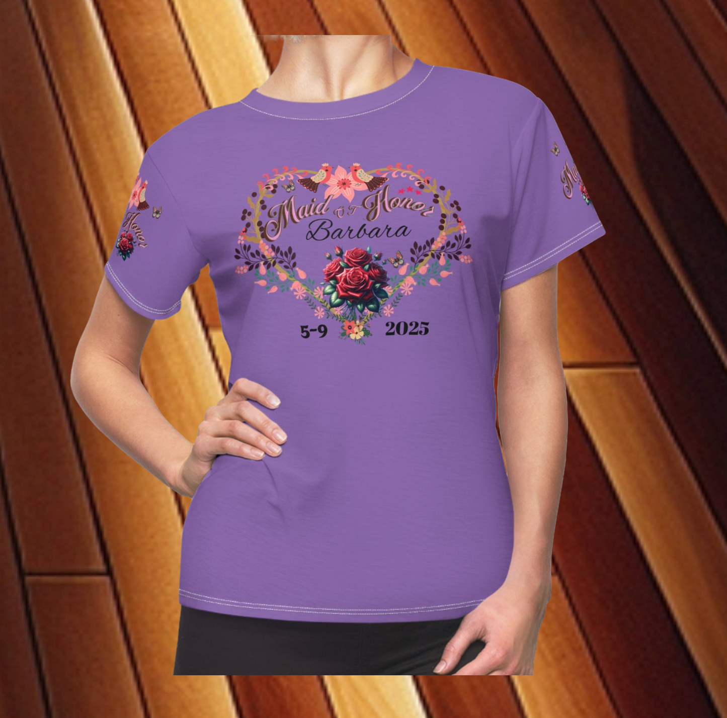 Maid of Honor Tee - Women's Cut & Sew Graphic Purple T-Shirt