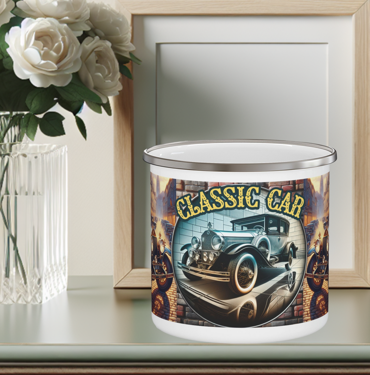 Classic Car Enamel Mug