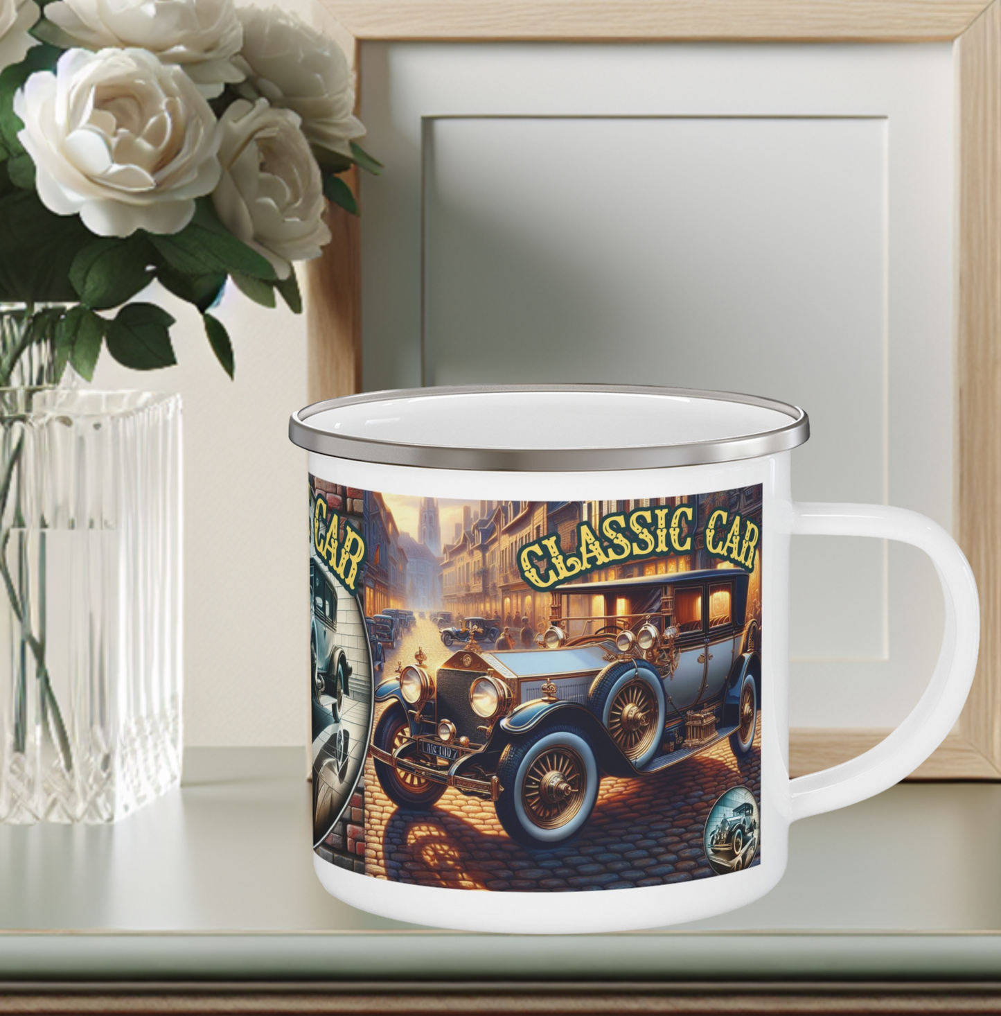 Classic Car Enamel Mug