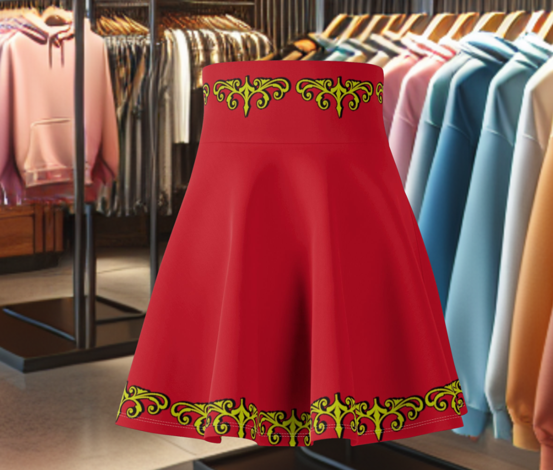 Skater Skirt - Elegant Royal Red Vintage Style for Women, Summer and Party Wear, Retro Fashion Gift