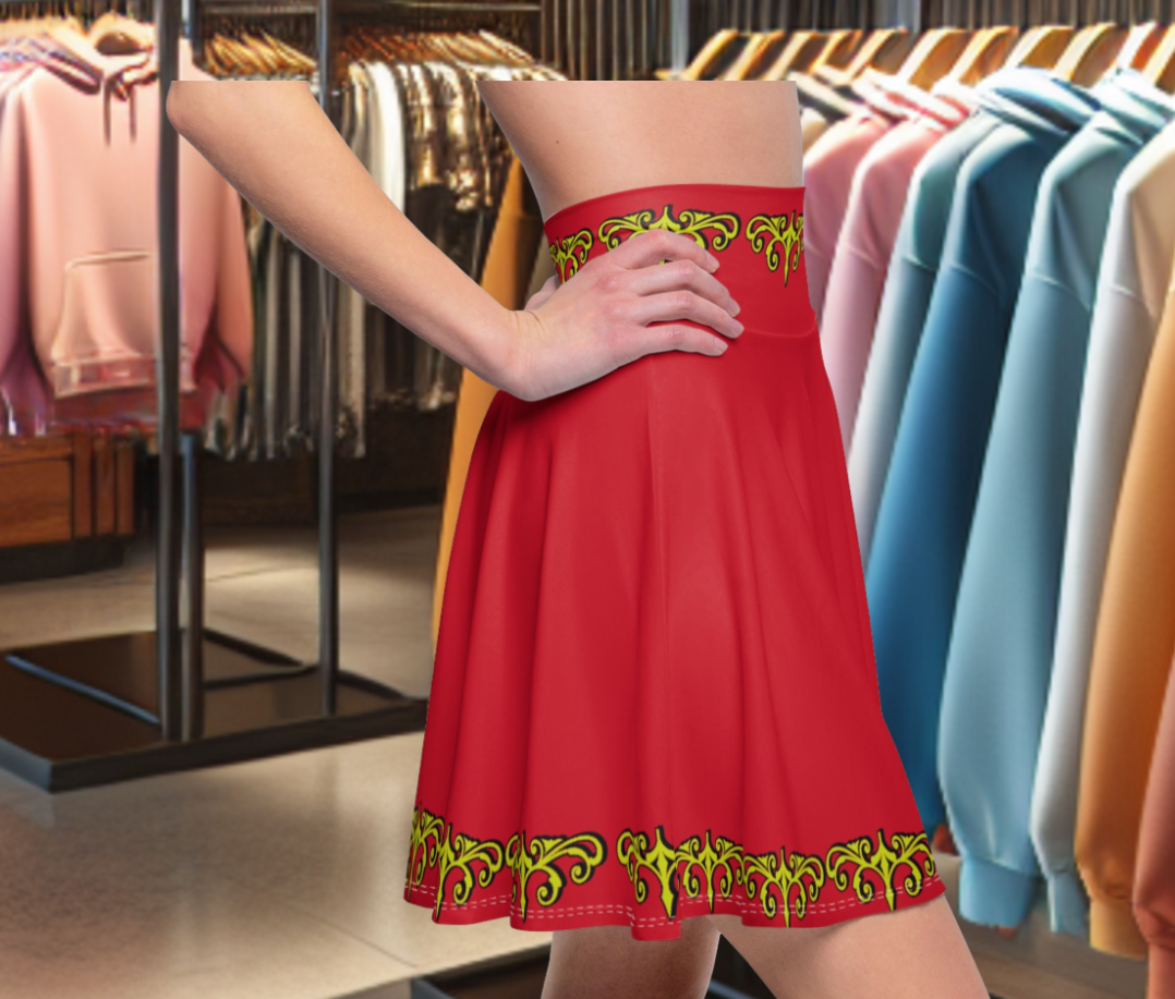 Skater Skirt - Elegant Royal Red Vintage Style for Women, Summer and Party Wear, Retro Fashion Gift