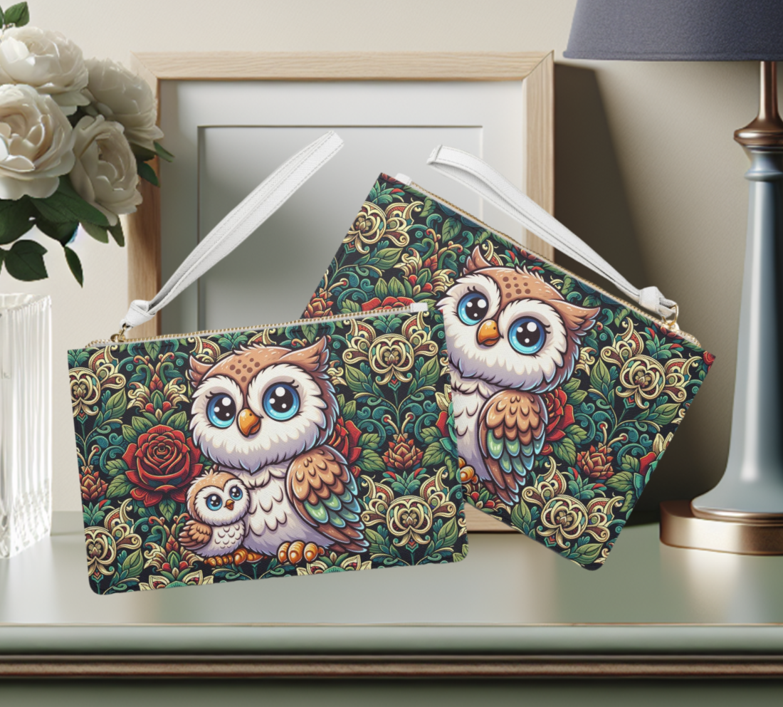 Owl Floral Clutch Bag