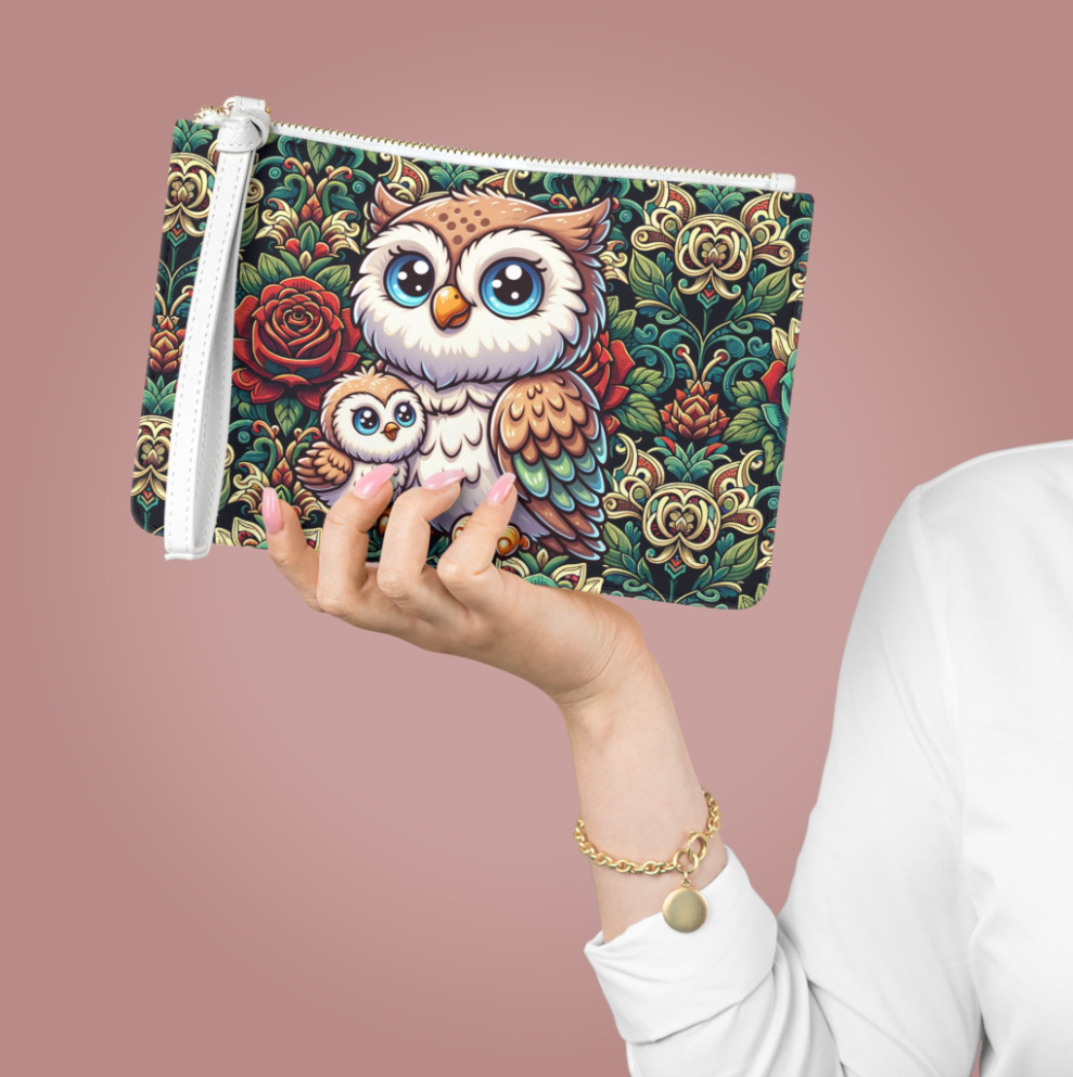 Owl Floral Clutch Bag