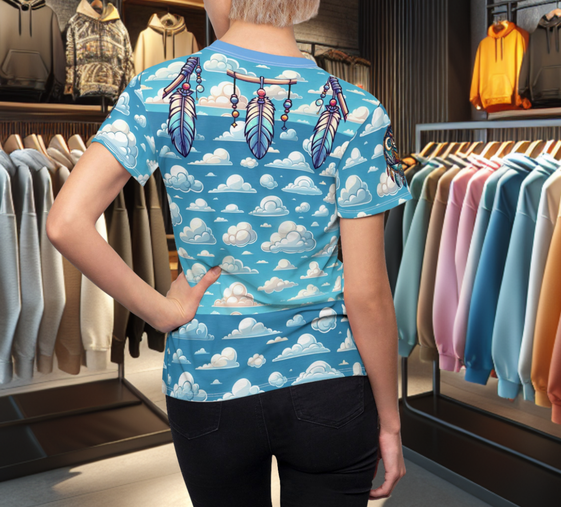 Graphic Women's Tee - Dreamcatchers Owl & Native Feathers
