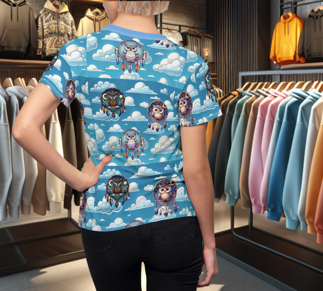 Graphic Women's Tee - Dreamcatchers Owls in the Clouds
