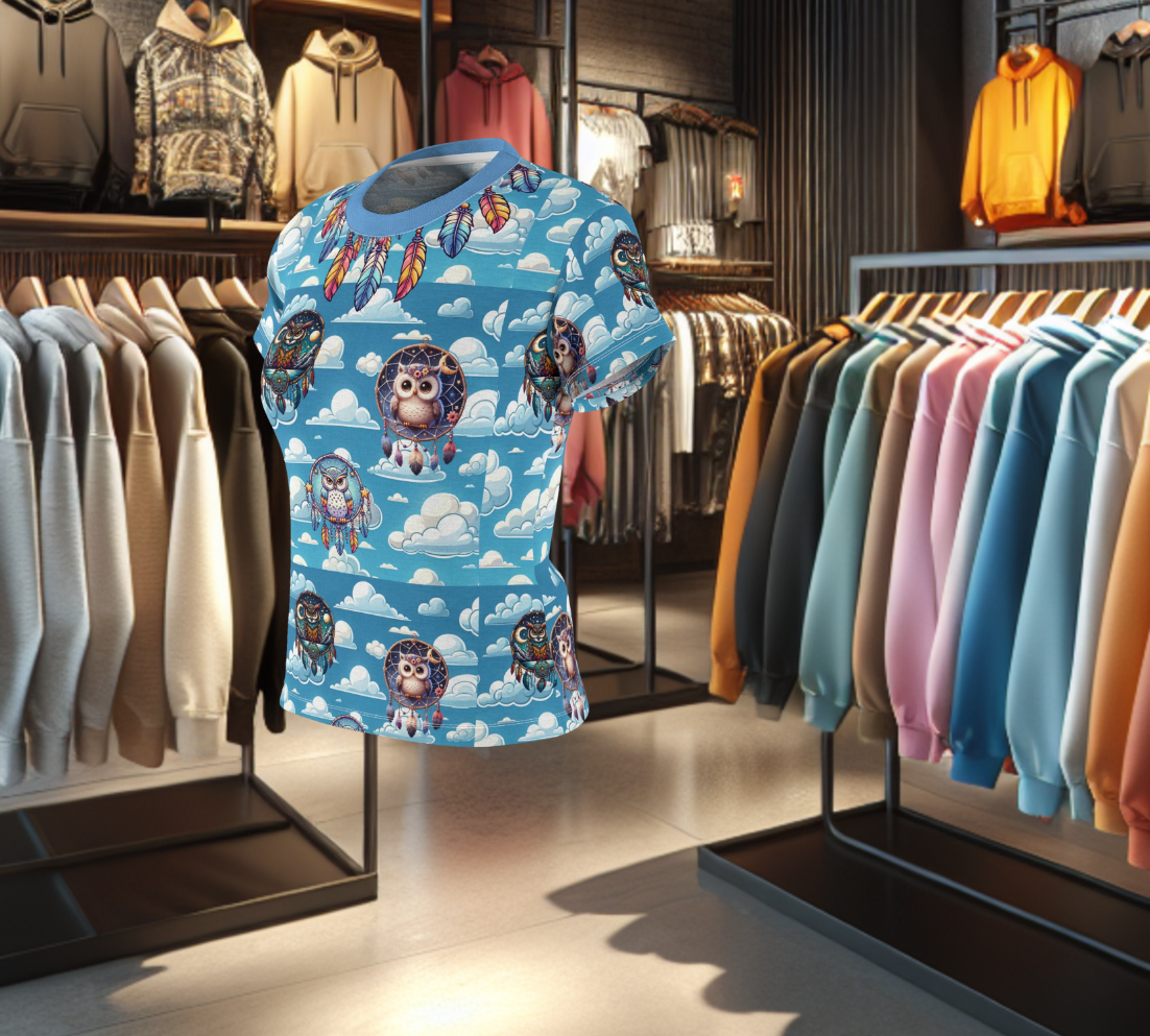 Graphic Women's Tee - Dreamcatchers Owls in the Clouds
