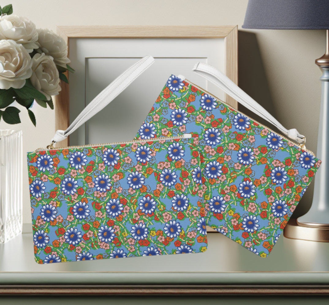 Blue Flowers Clutch Bag