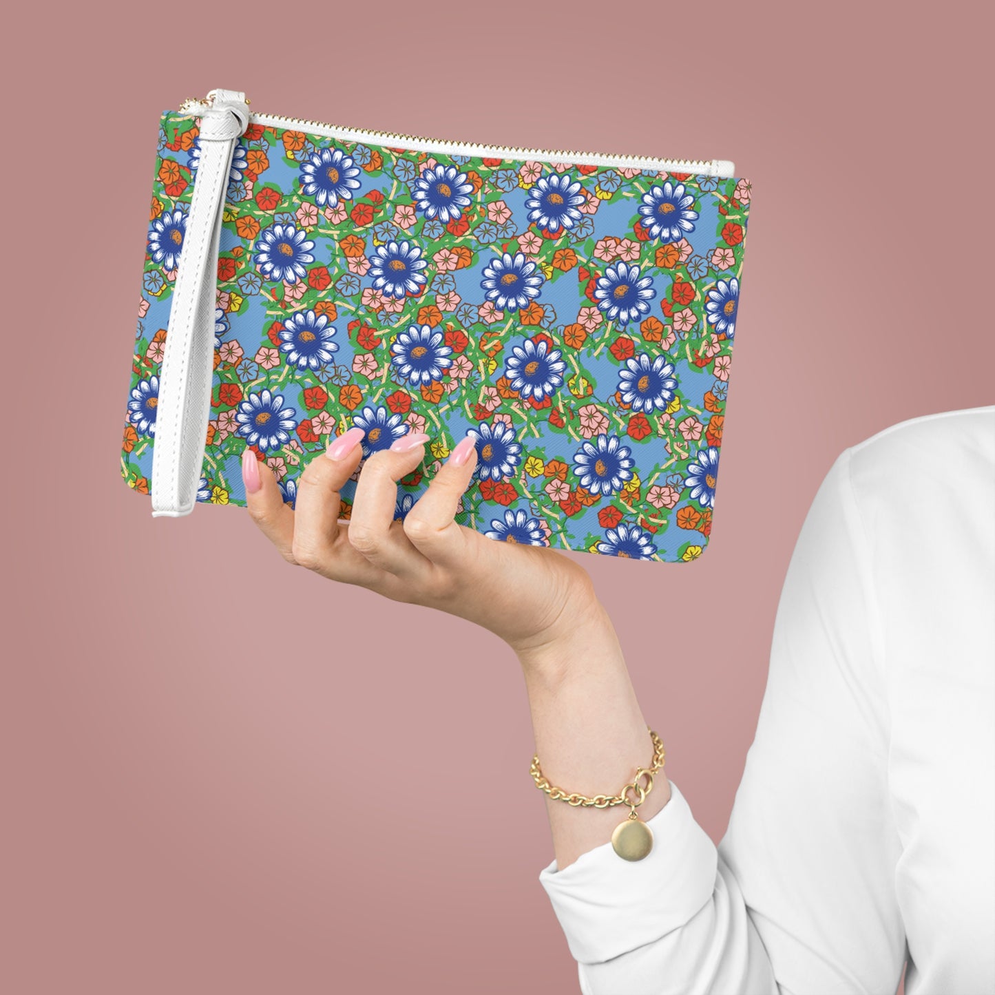 Blue Flowers Clutch Bag