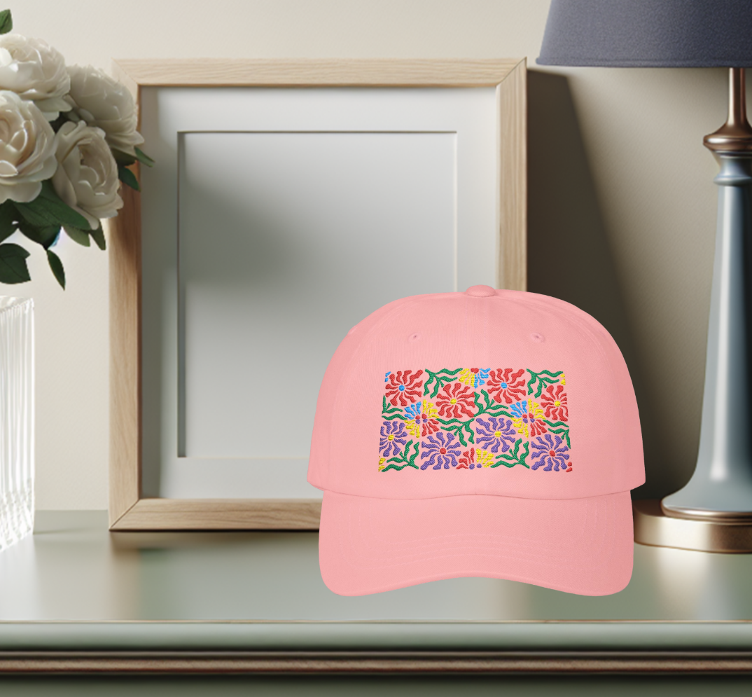 Floral Dad Cap - Colorful Embroidered Flower Hat for Mother's Day