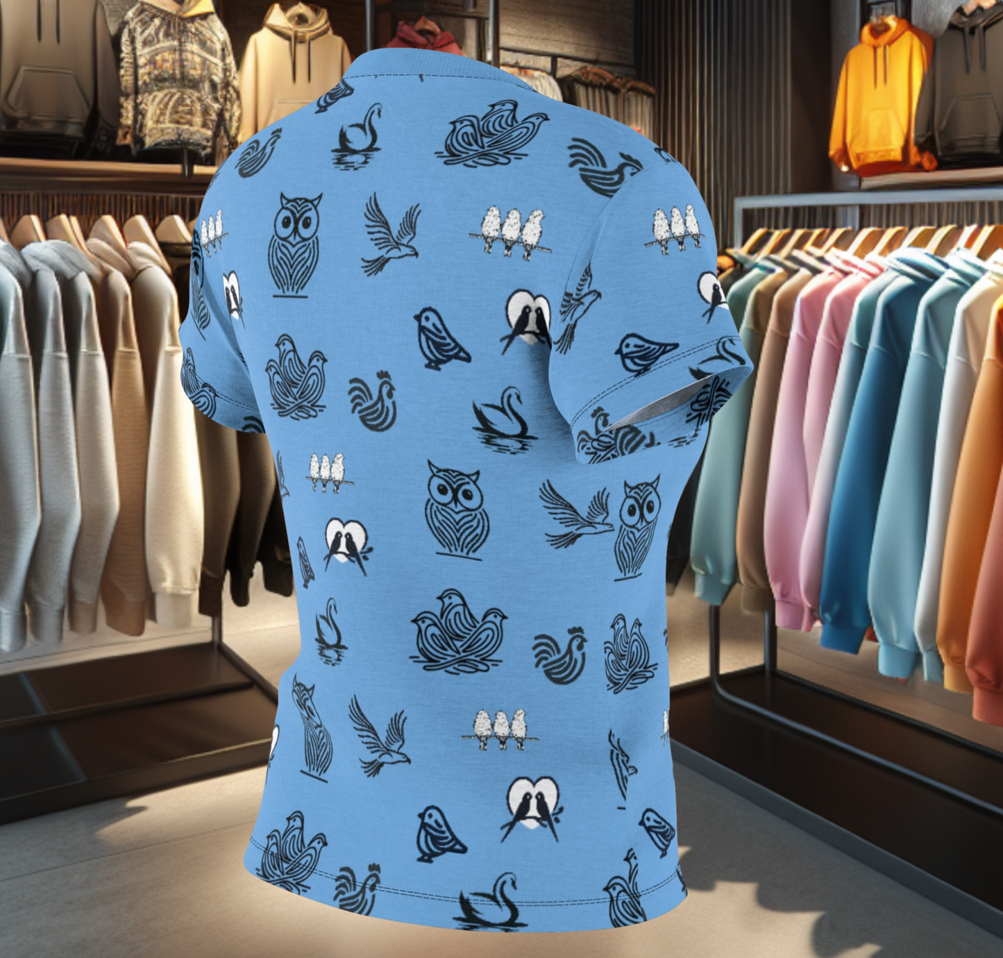 Birds - women's blue graphic tee