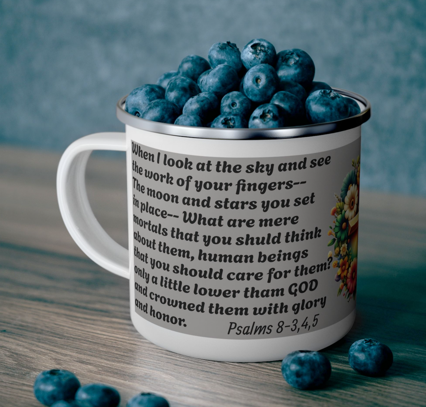 Enamel Mug - Psalms 8-3,4,5 crowned them with glory and honor