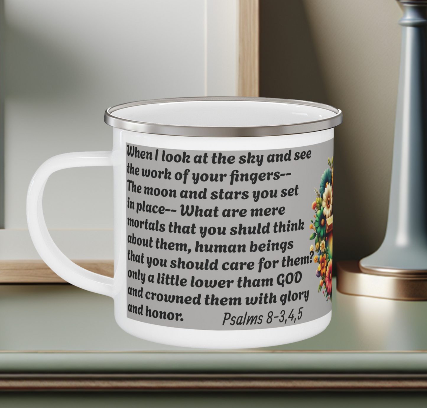 Enamel Mug - Psalms 8-3,4,5 crowned them with glory and honor