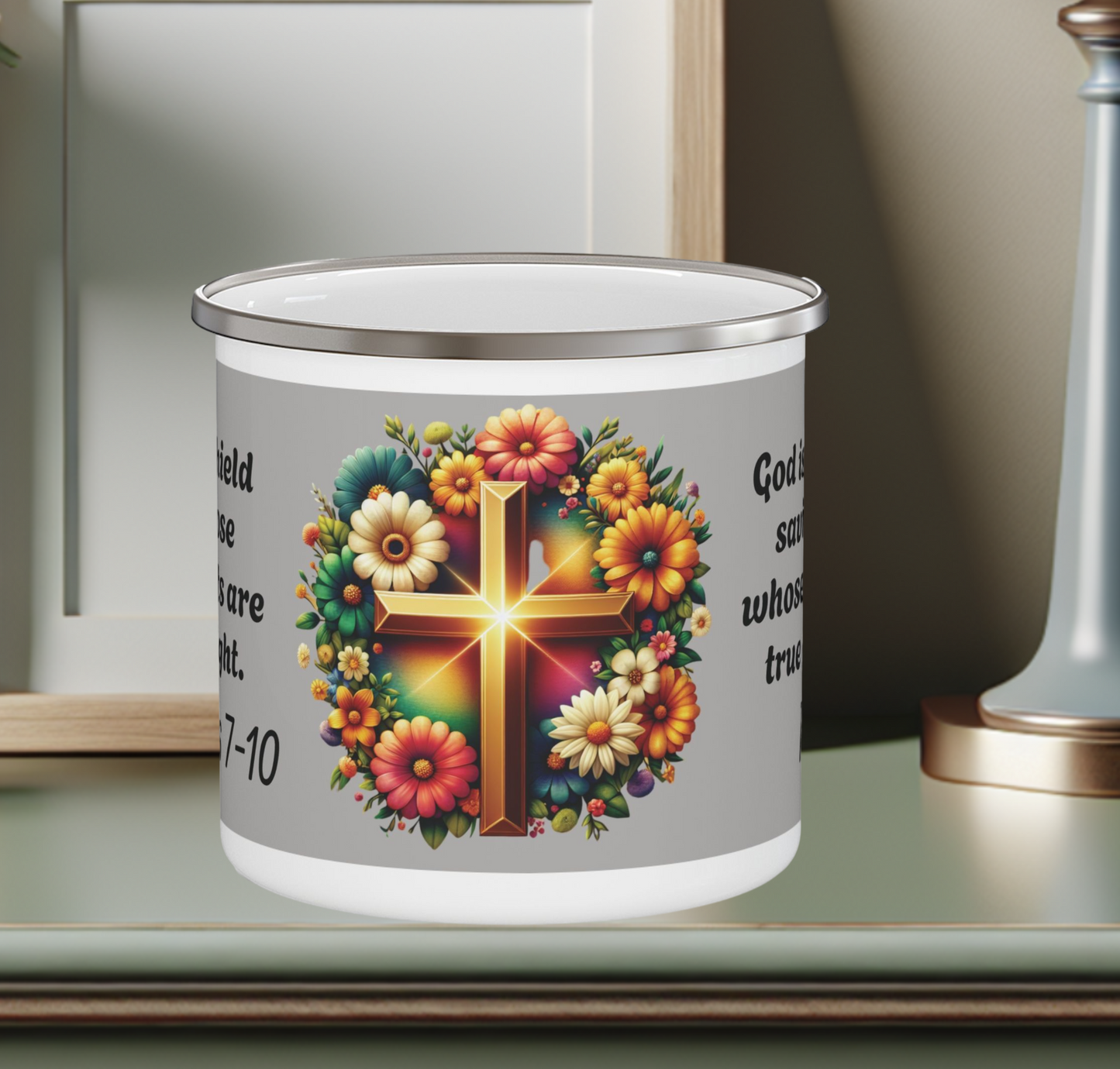 Enamel Mug - Psalms 7-10 God is my shield