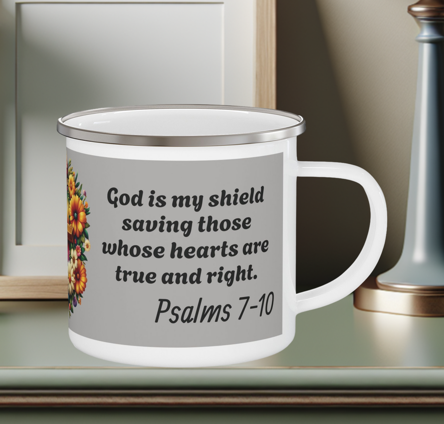 Enamel Mug - Psalms 7-10 God is my shield