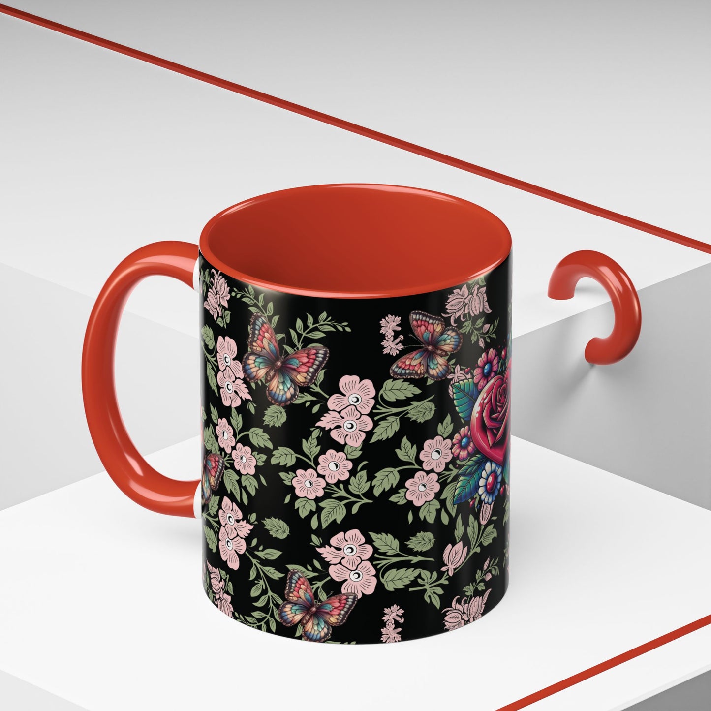 Floral Coffee Mug Black