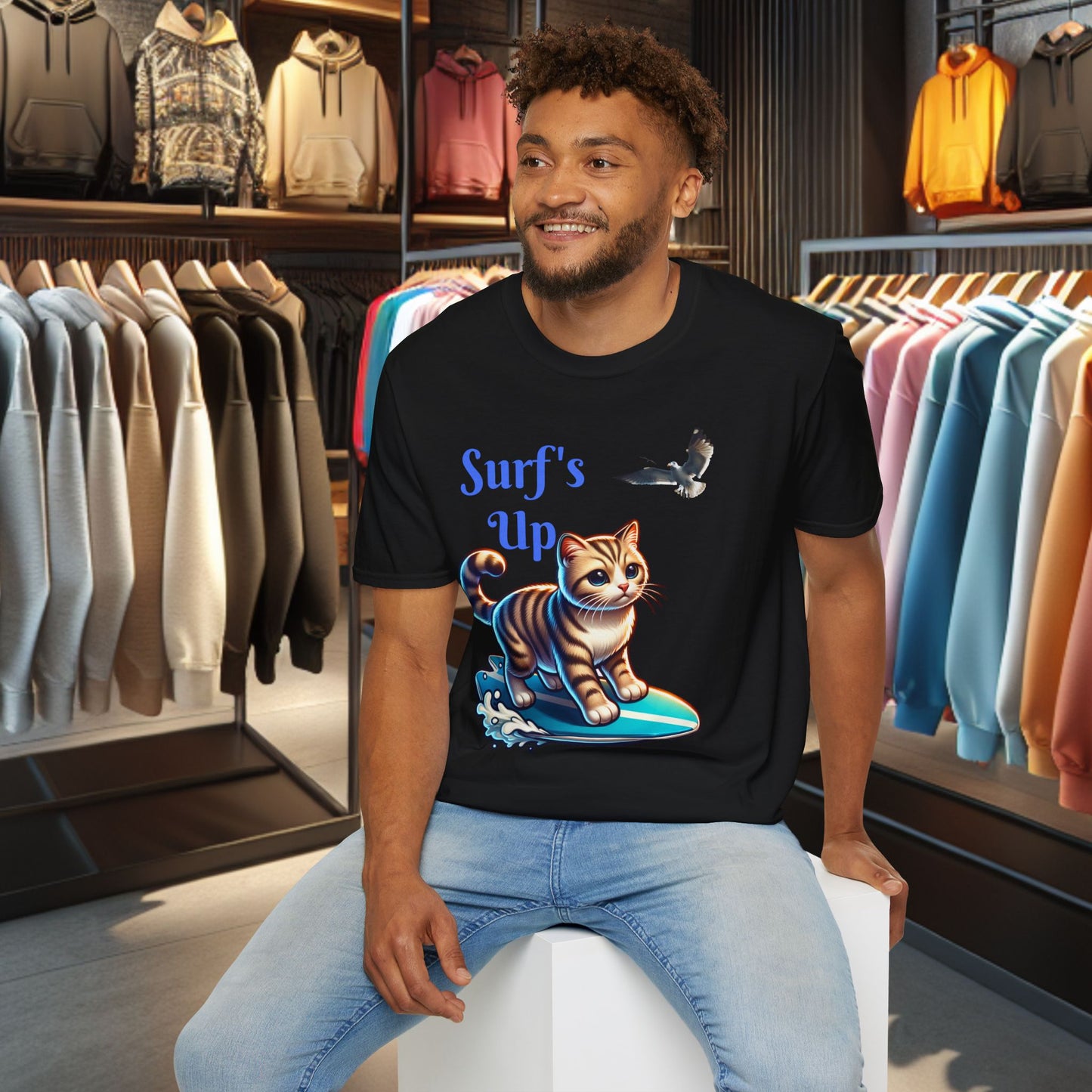 Kitty Surfing Unisex T-Shirt - Surf's Up