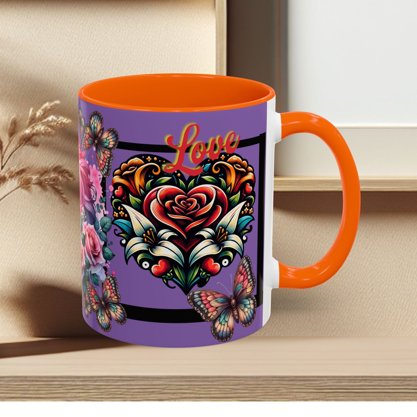 Love Coffee Mug - Vibrant Heart & Horse- Design, 11oz & 15oz