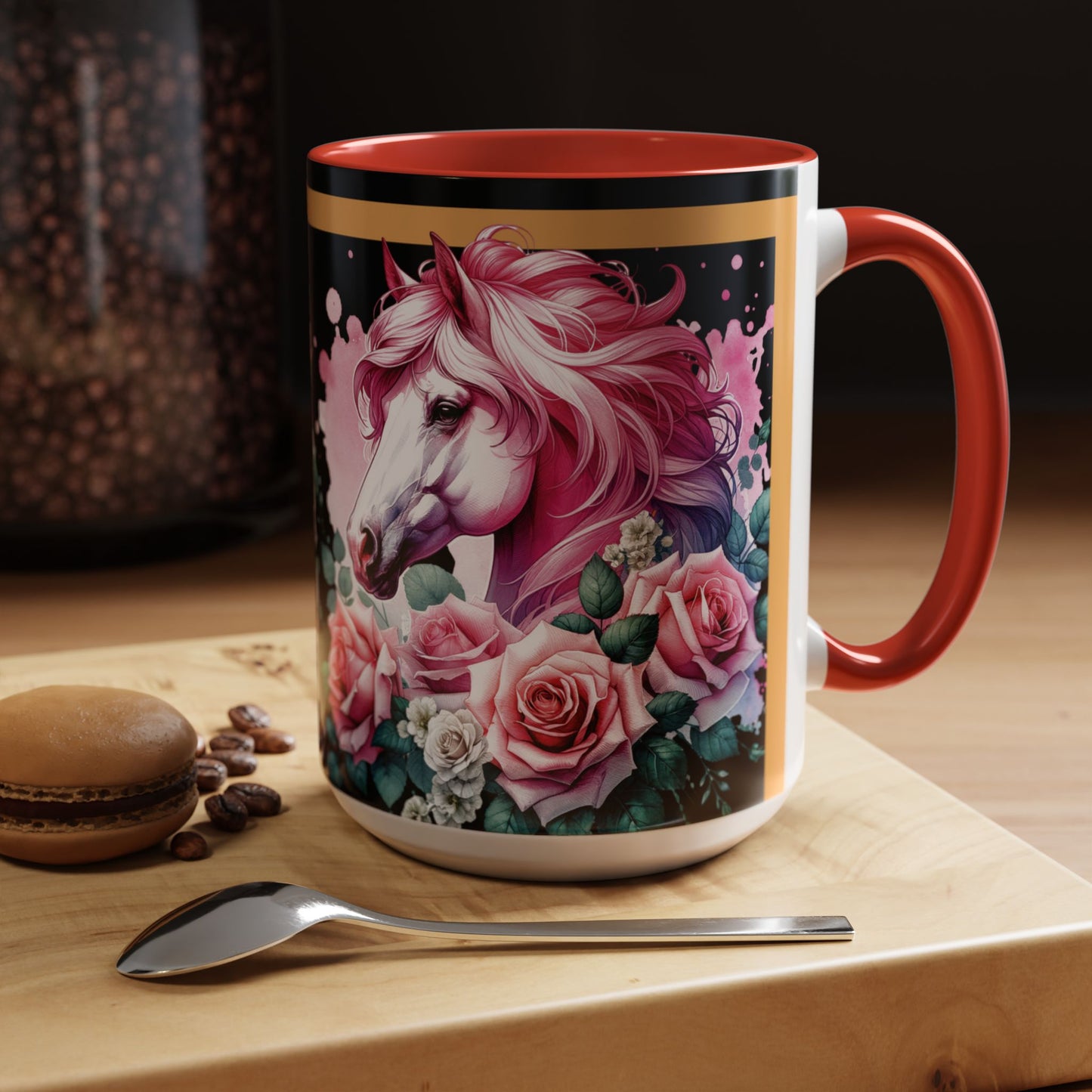 Coffee Mug Horses in Flowers 11oz 15oz