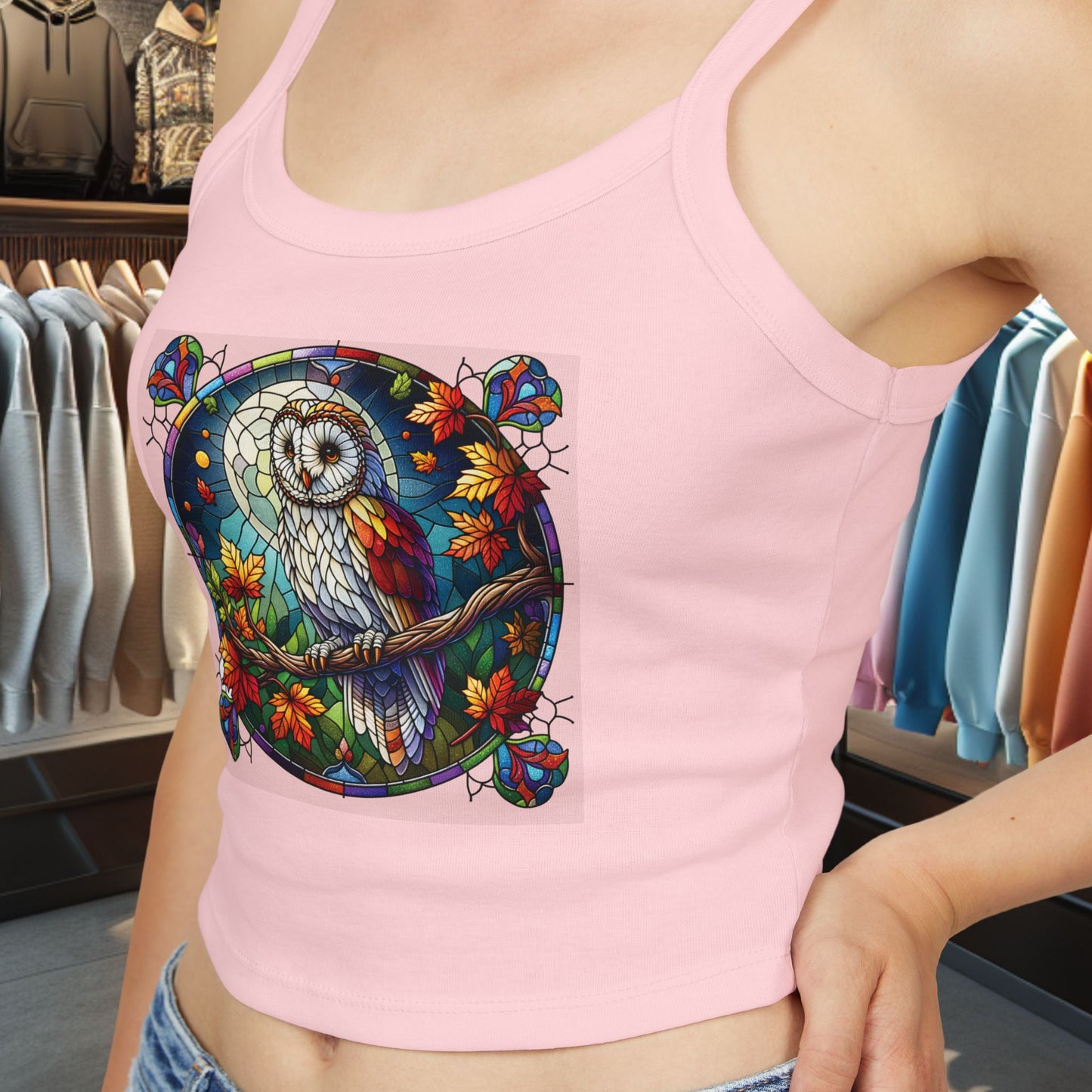 Women's Tank Top - Stain Glass Owl Design