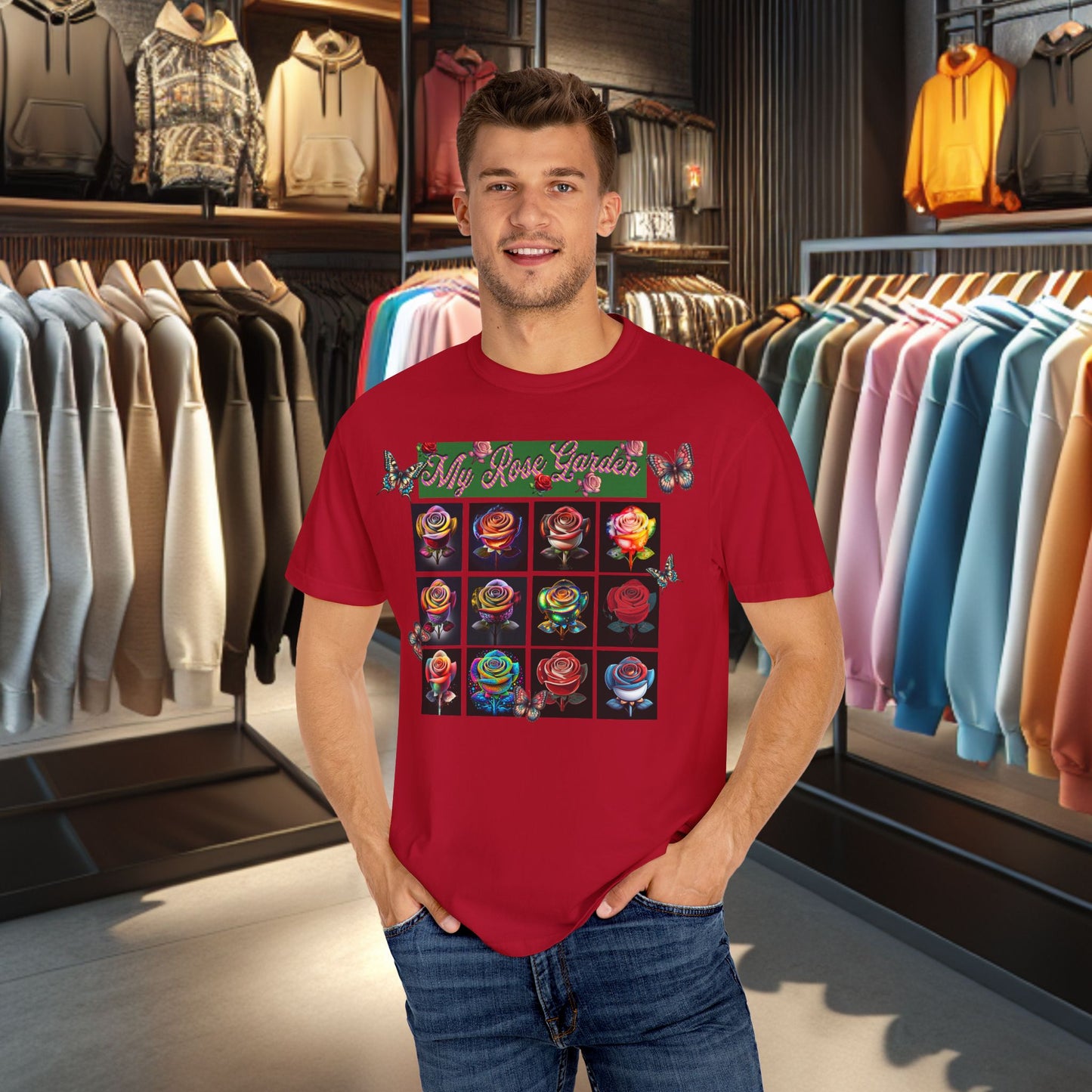 Floral T-Shirt for Flower Lovers - My Rose Garden a Colorful Floral Design