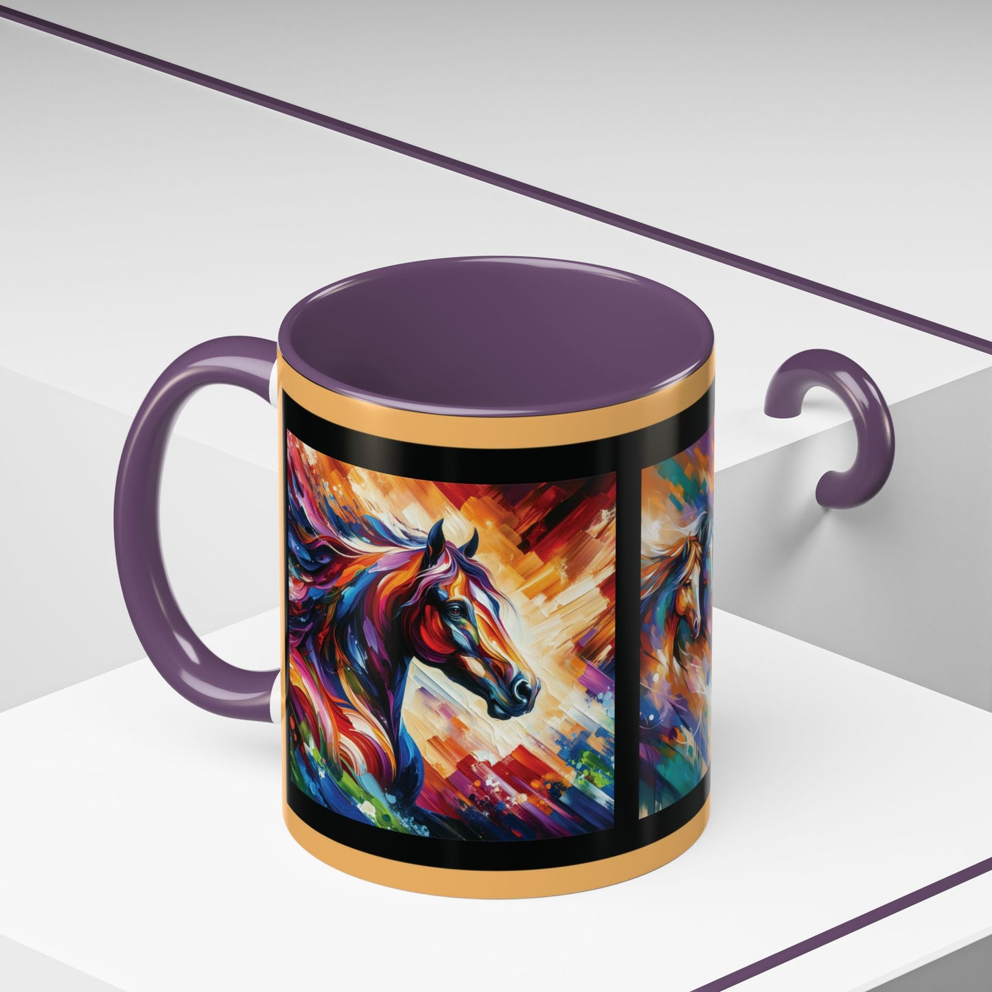 Mug Coffee Multi Color Horses 11oz 15oz