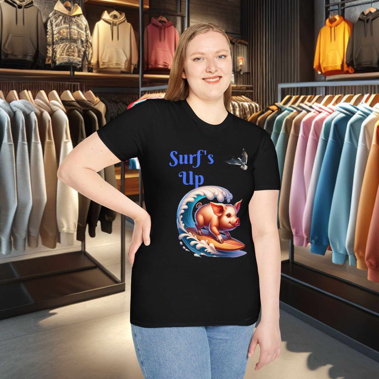 Pig Surfing Unisex T-Shirt - Surf's Up
