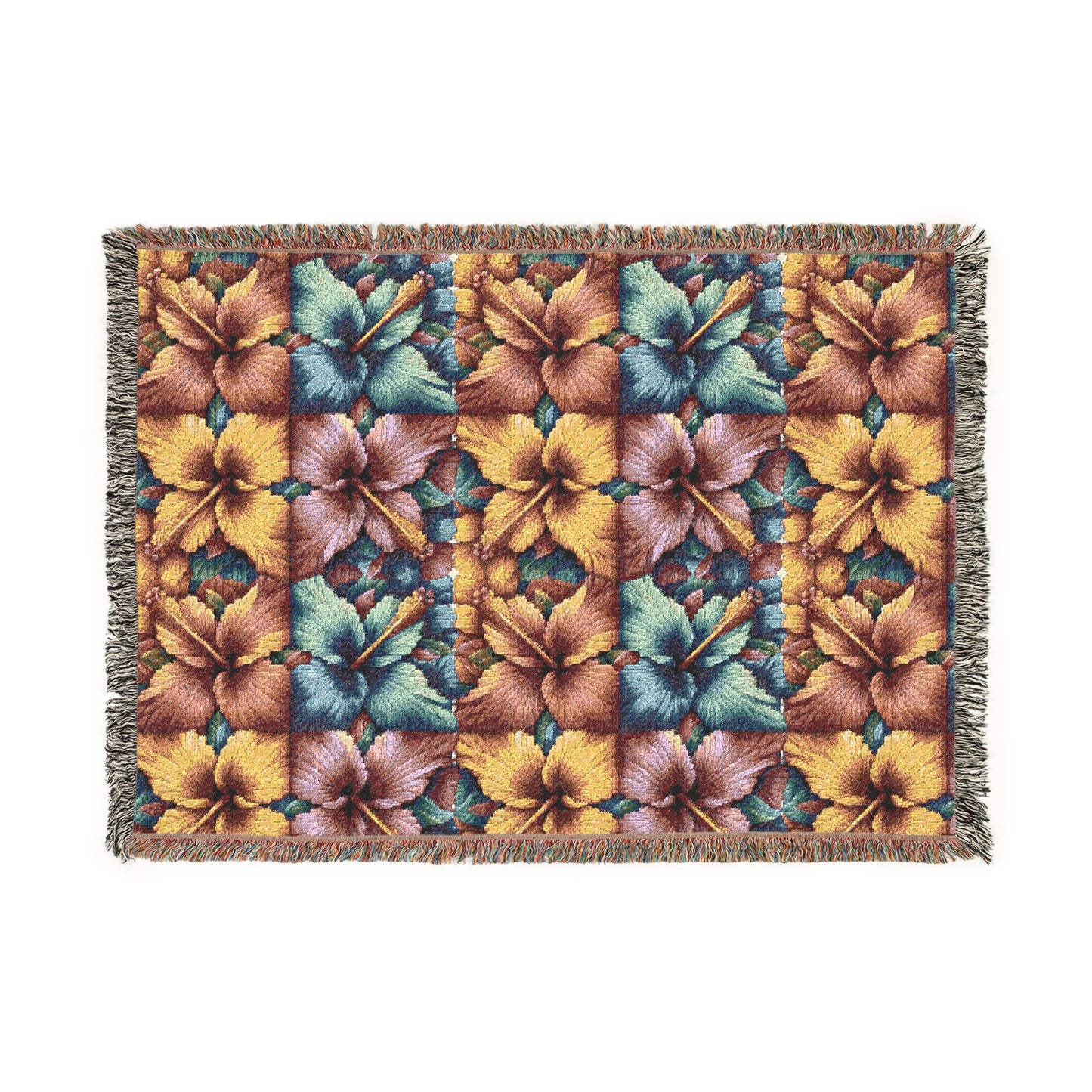 Vibrant Floral Woven Blanket