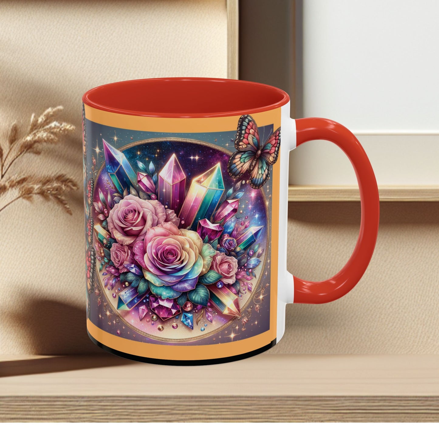 Coffee Mug Butterflys and Flowers