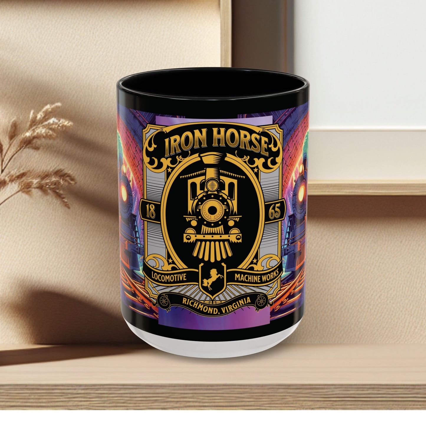 Mug- Steam engine Iron Horse- Accent Coffee Mug (15oz)