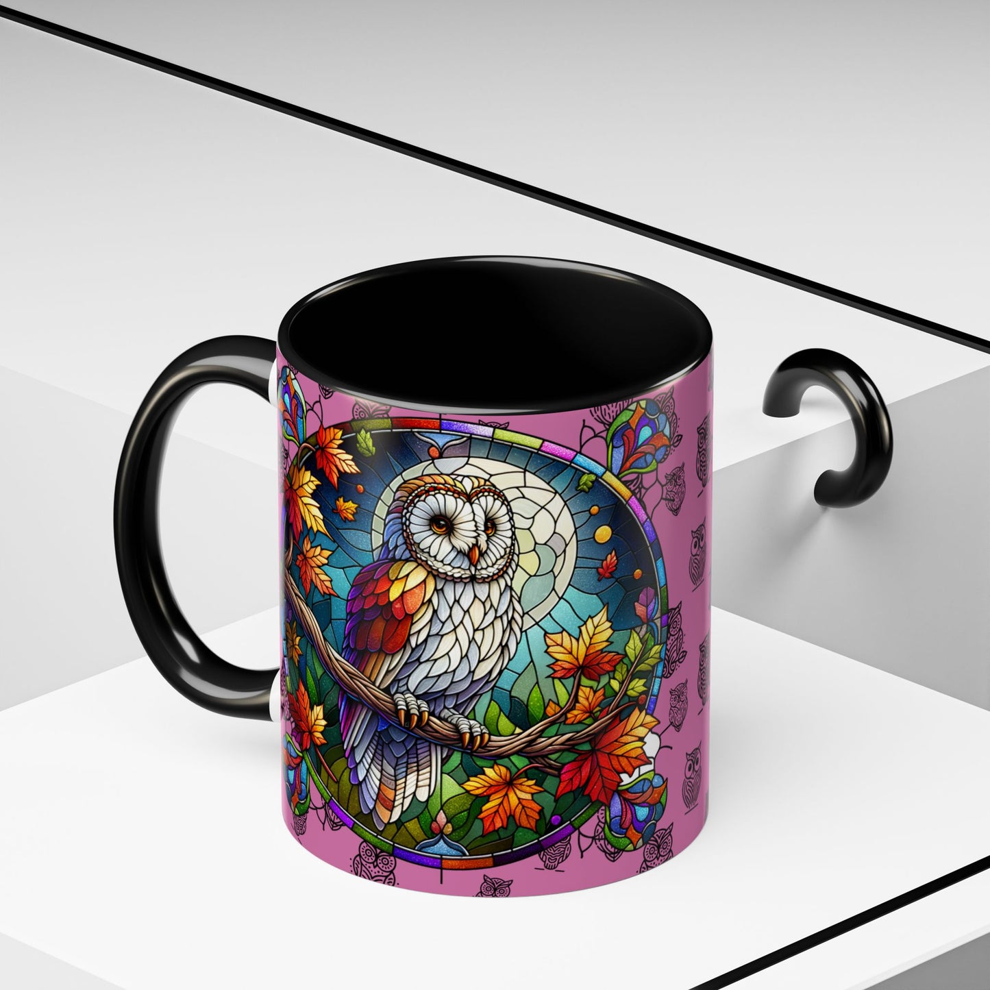 Coffee Mug -Colorful Stain Glass Owl Design