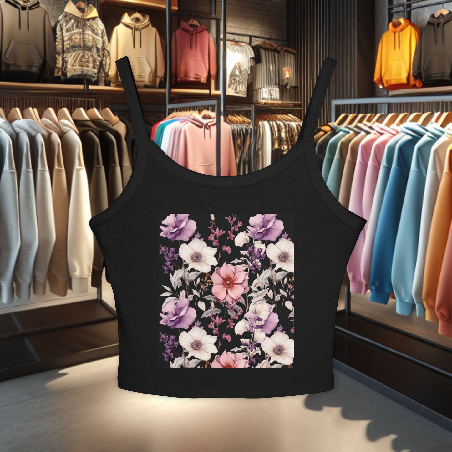 Floral Tank Top - Women's Spaghetti Strap