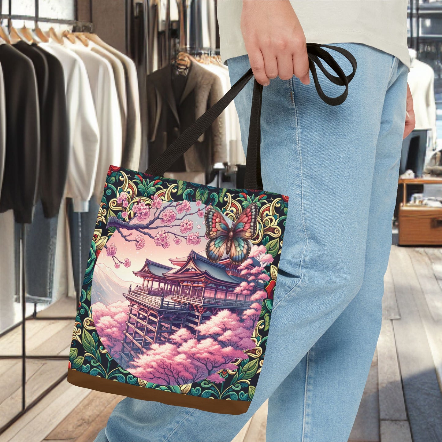 Sakura Butterfly Tote Bag