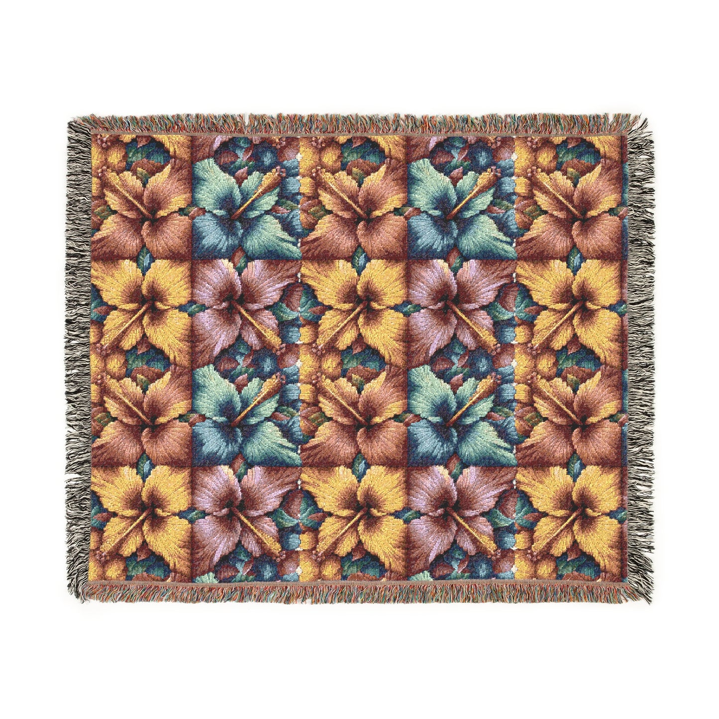Vibrant Floral Woven Blanket