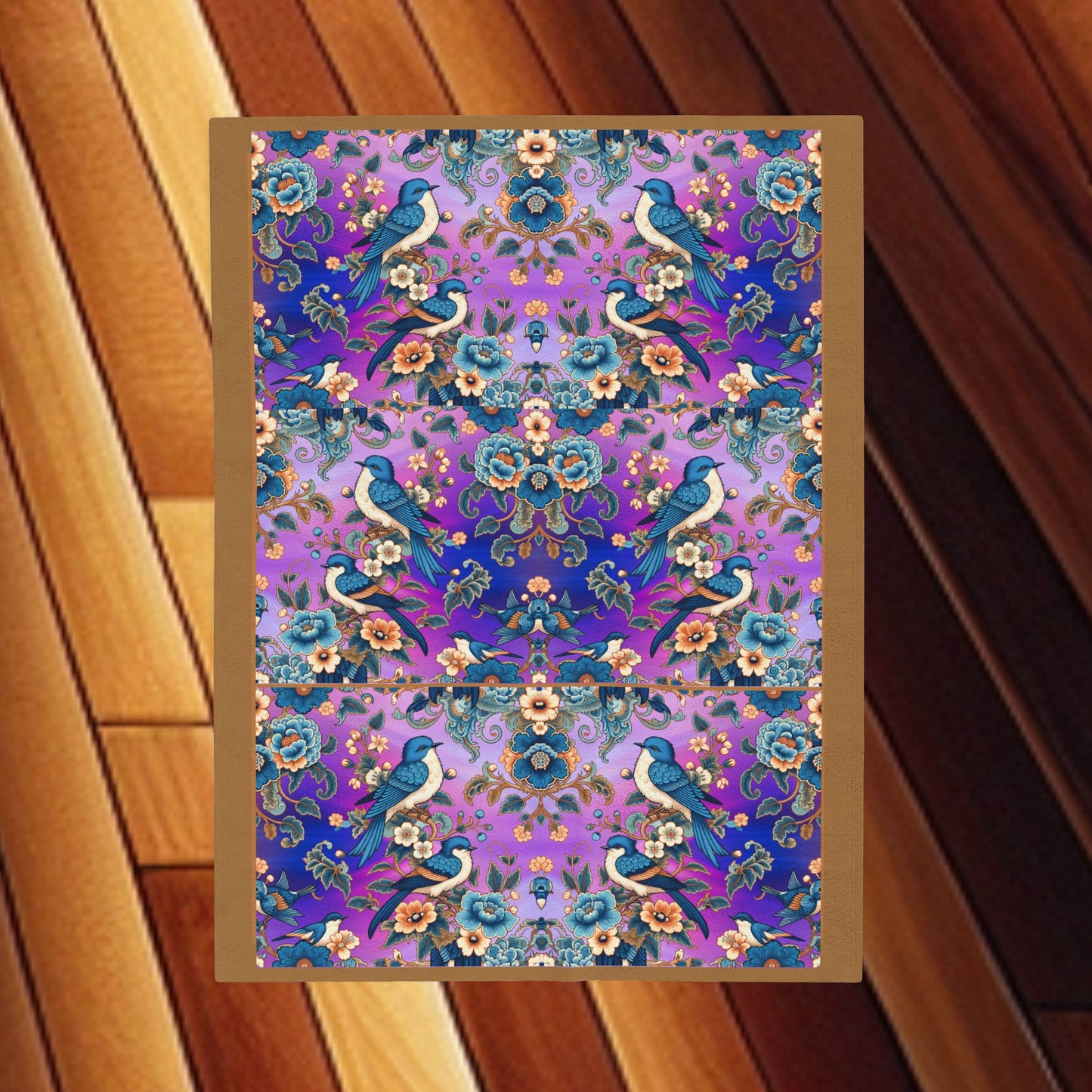Floral and Blue Birds Velveteen Blanket