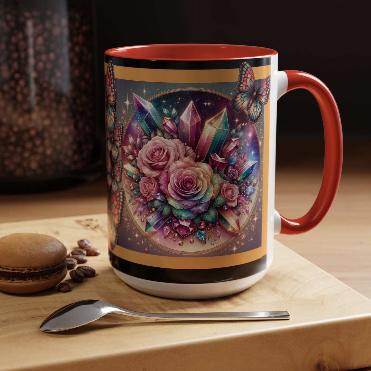 Coffee Mug Butterflys and Flowers