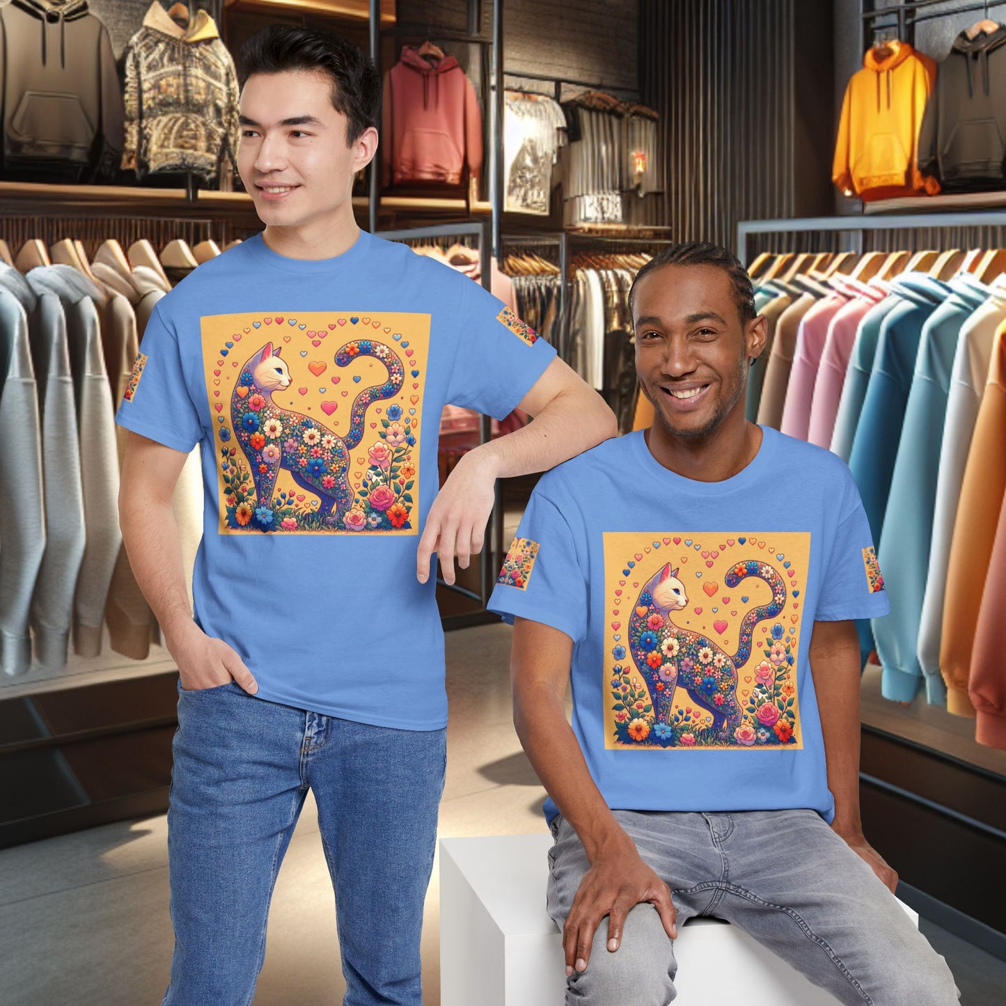 Loving Cat Flower Mozaic T-Shirt