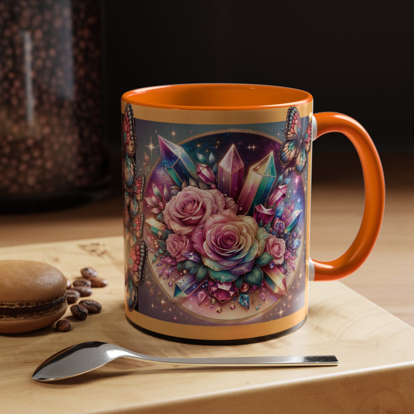 Coffee Mug Butterflys and Flowers