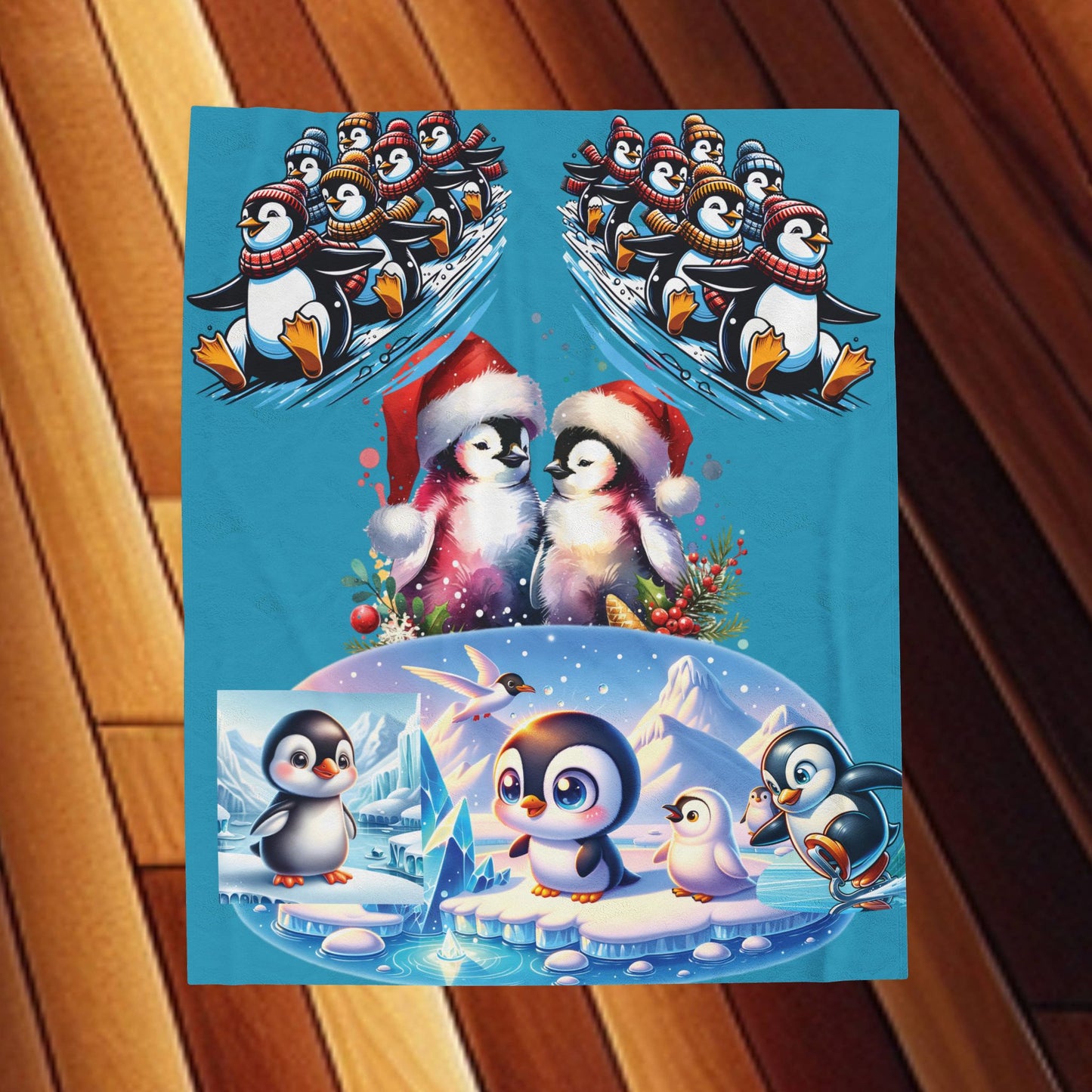 Penguins at Play - Velveteen Plush Blanket
