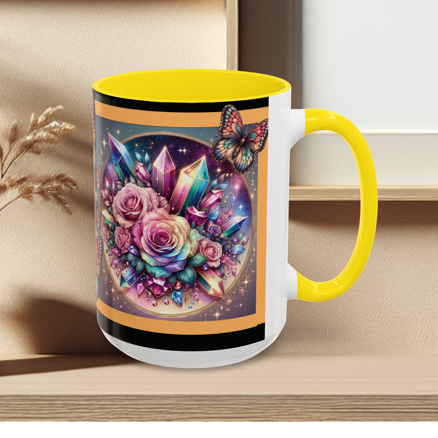 Coffee Mug Butterflys and Flowers