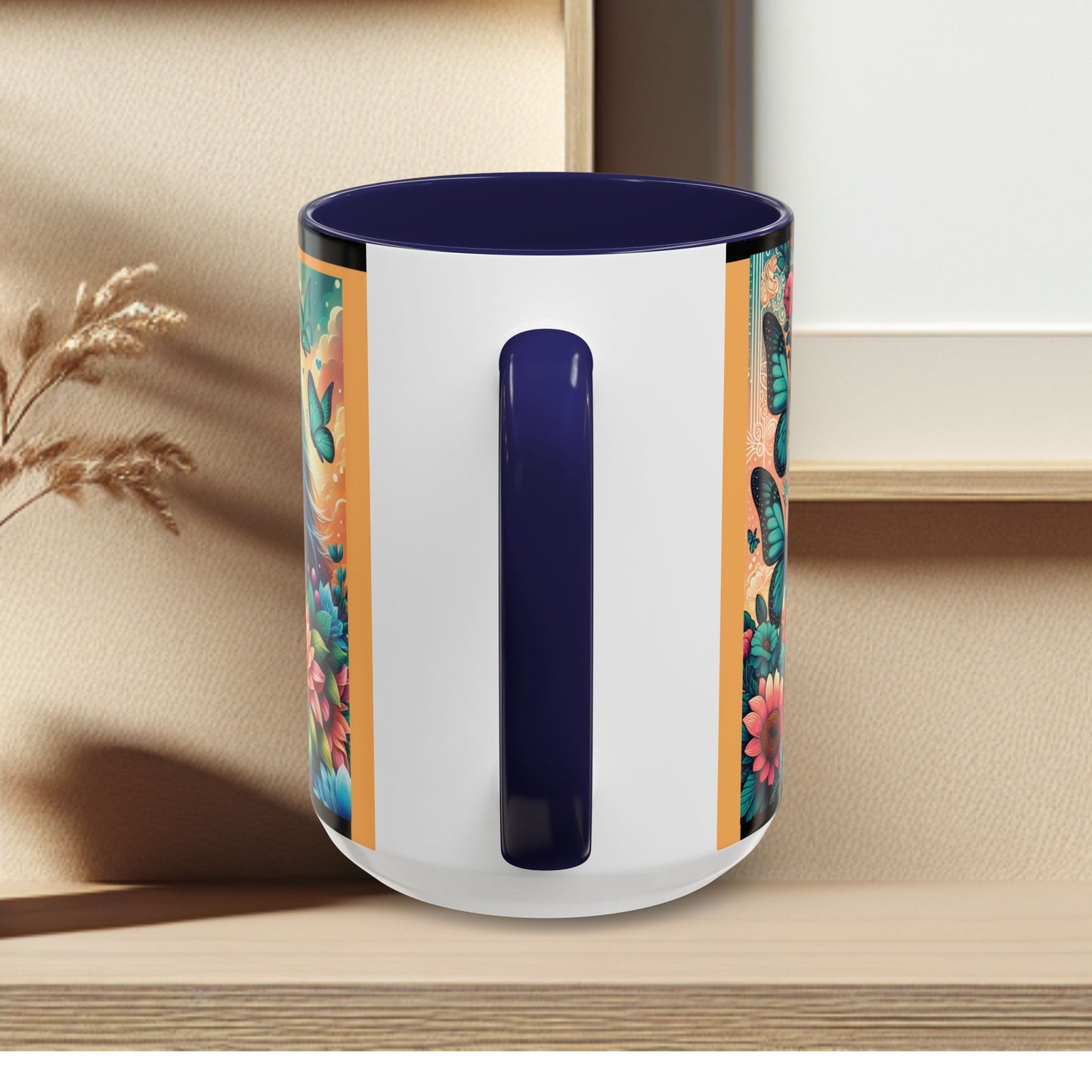 Coffee Mug Horses, Flowers, and Butterflies Mug