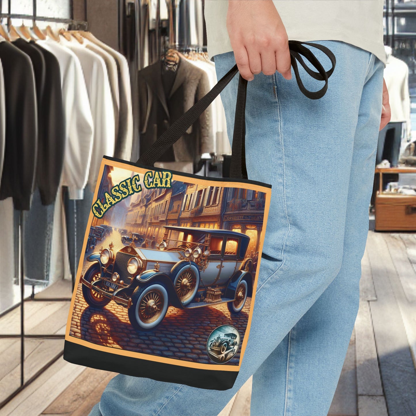 Tote Bag-Classic Car Blue Tote Bag -