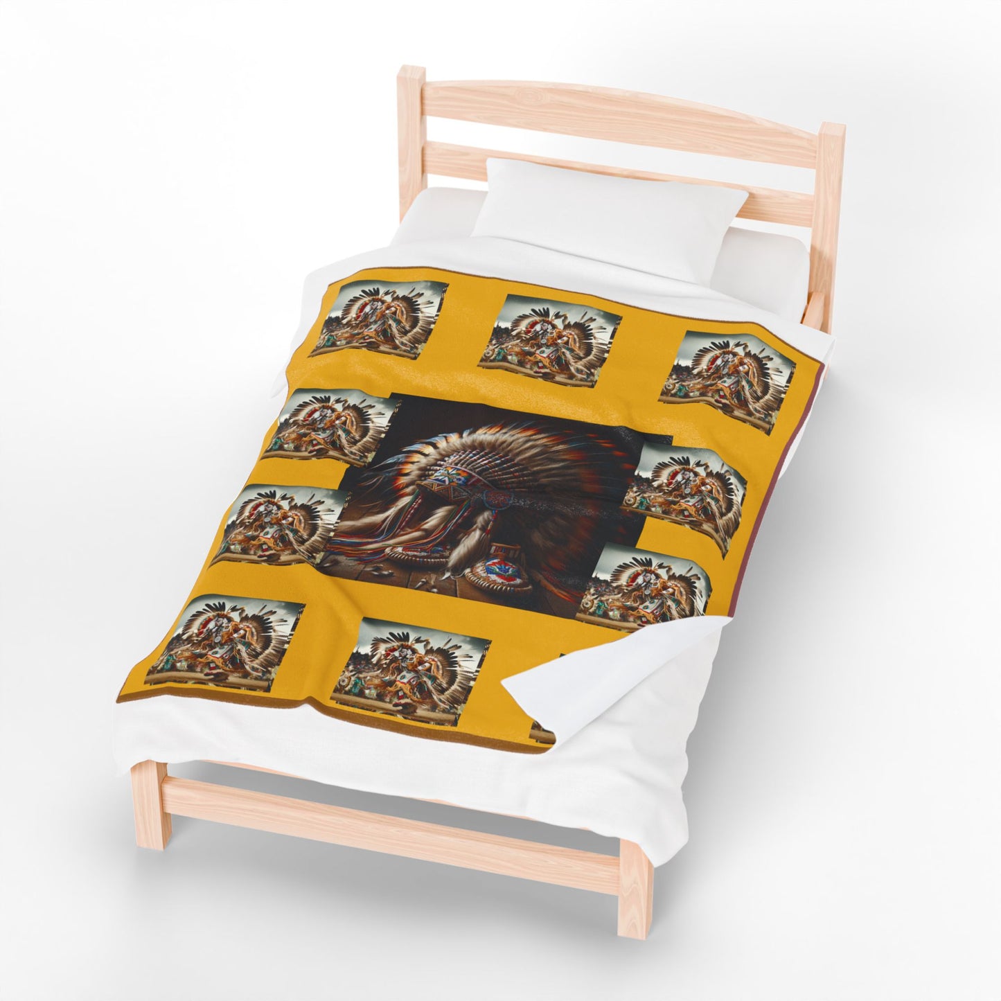 Native Pow-Wow Dancer Velveteen Blanket