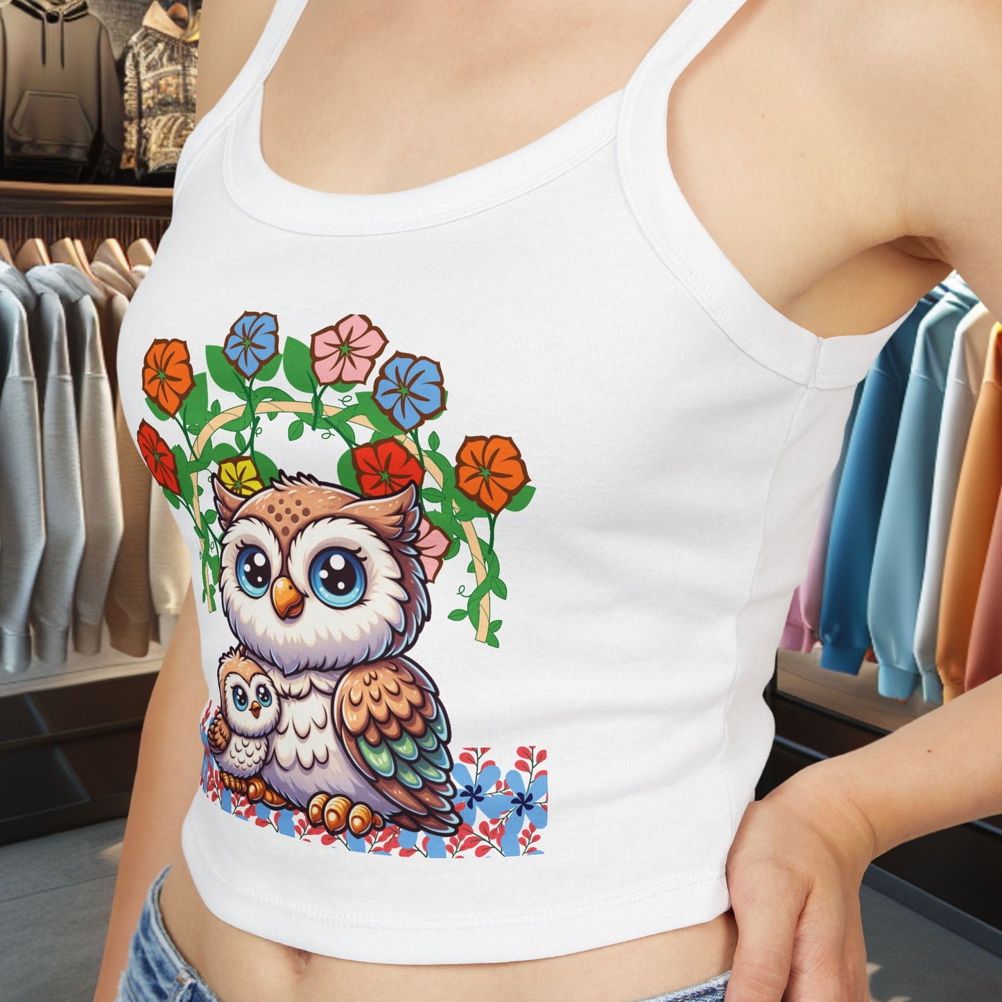 Women's Tank Top - Owl with its baby Design