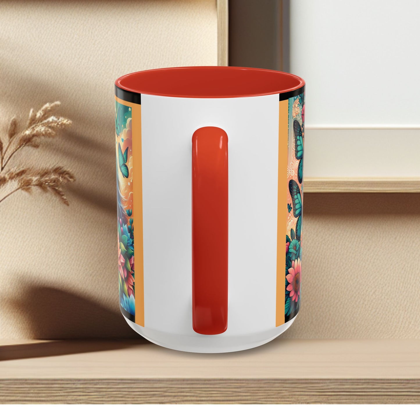 Coffee Mug Horses, Flowers, and Butterflies Mug