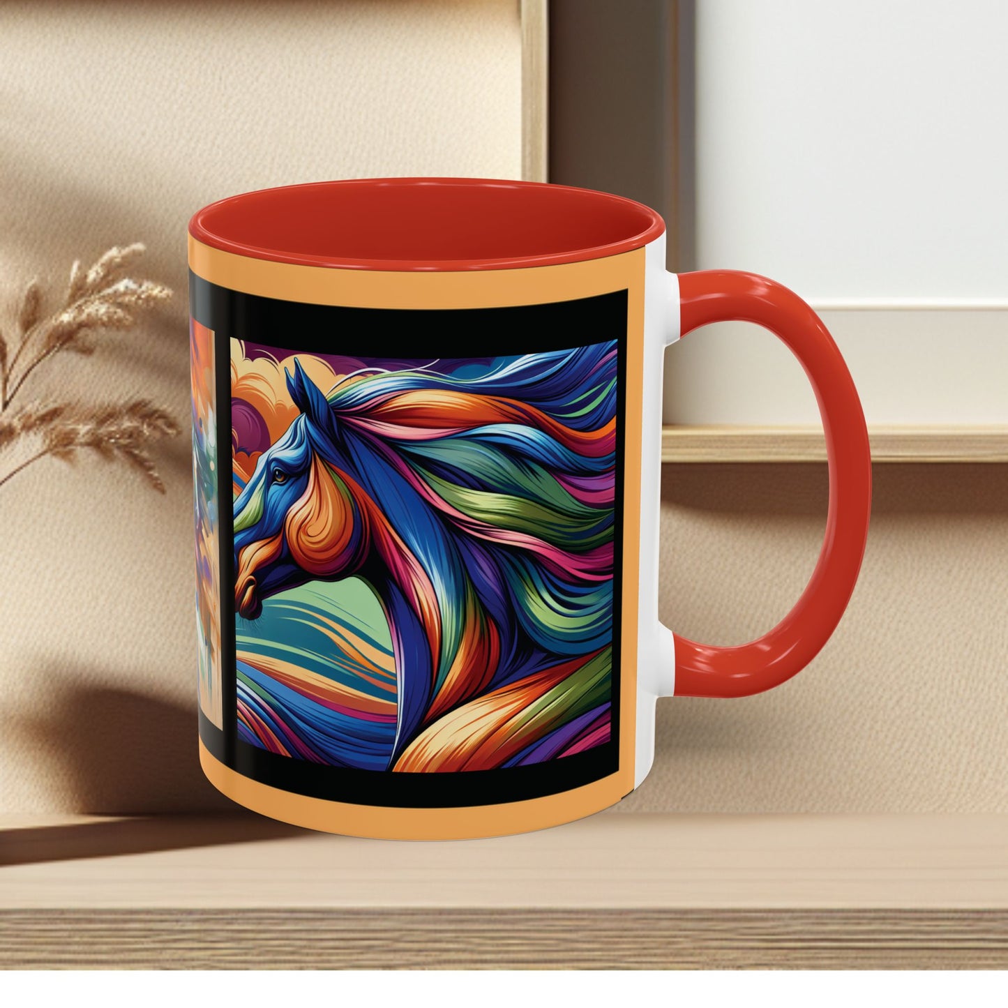 Mug Coffee Multi Color Horses 11oz 15oz