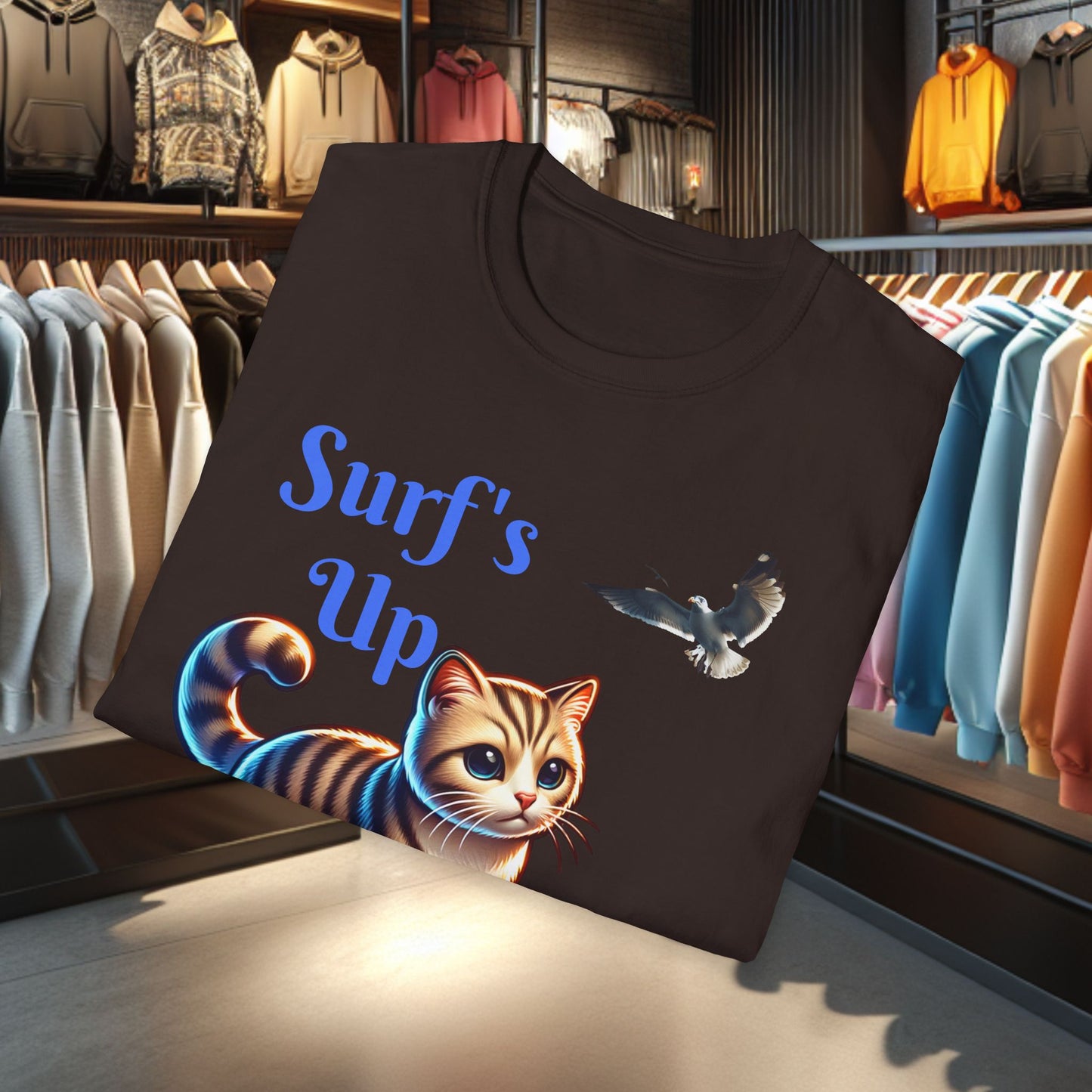 Kitty Surfing Unisex T-Shirt - Surf's Up