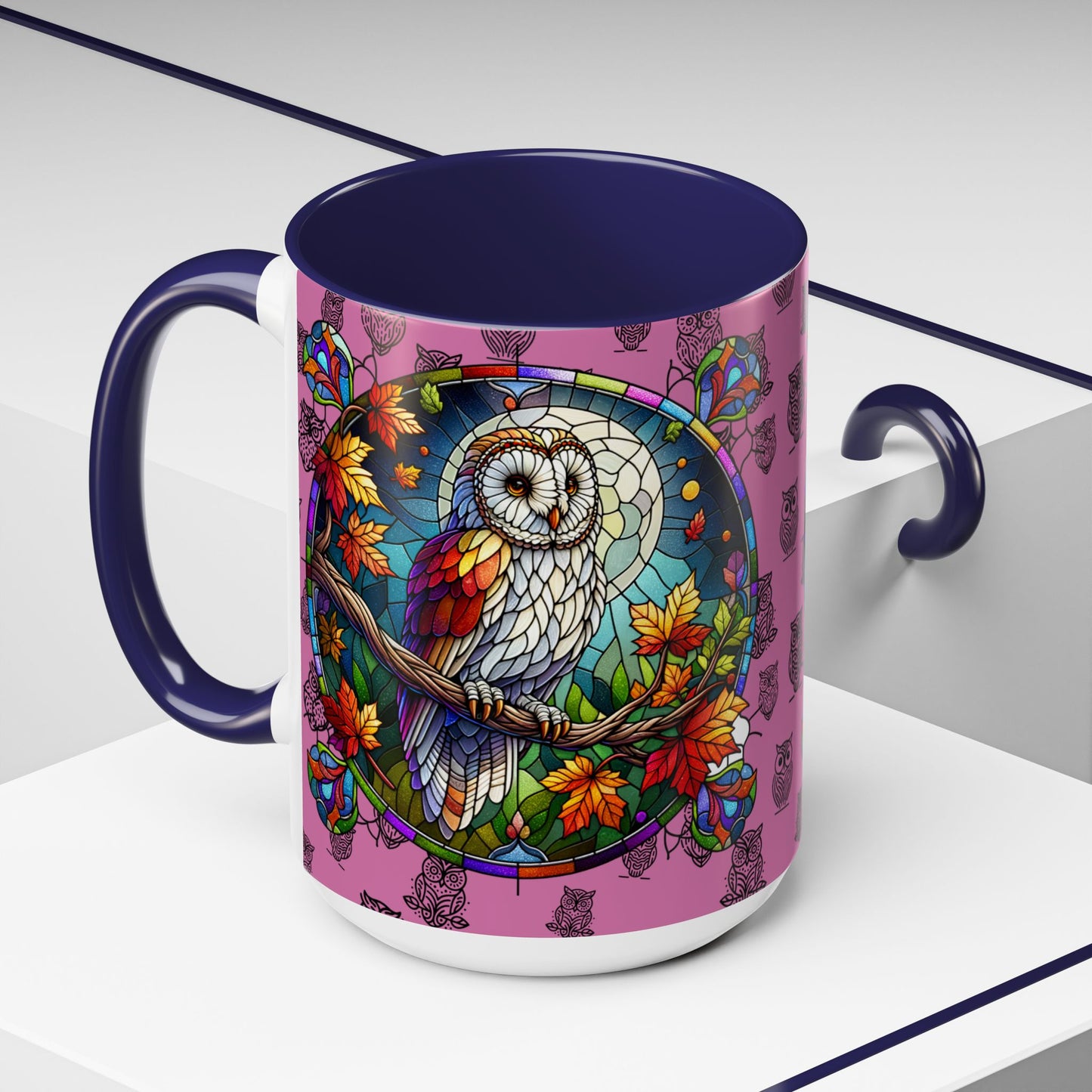 Coffee Mug -Colorful Stain Glass Owl Design