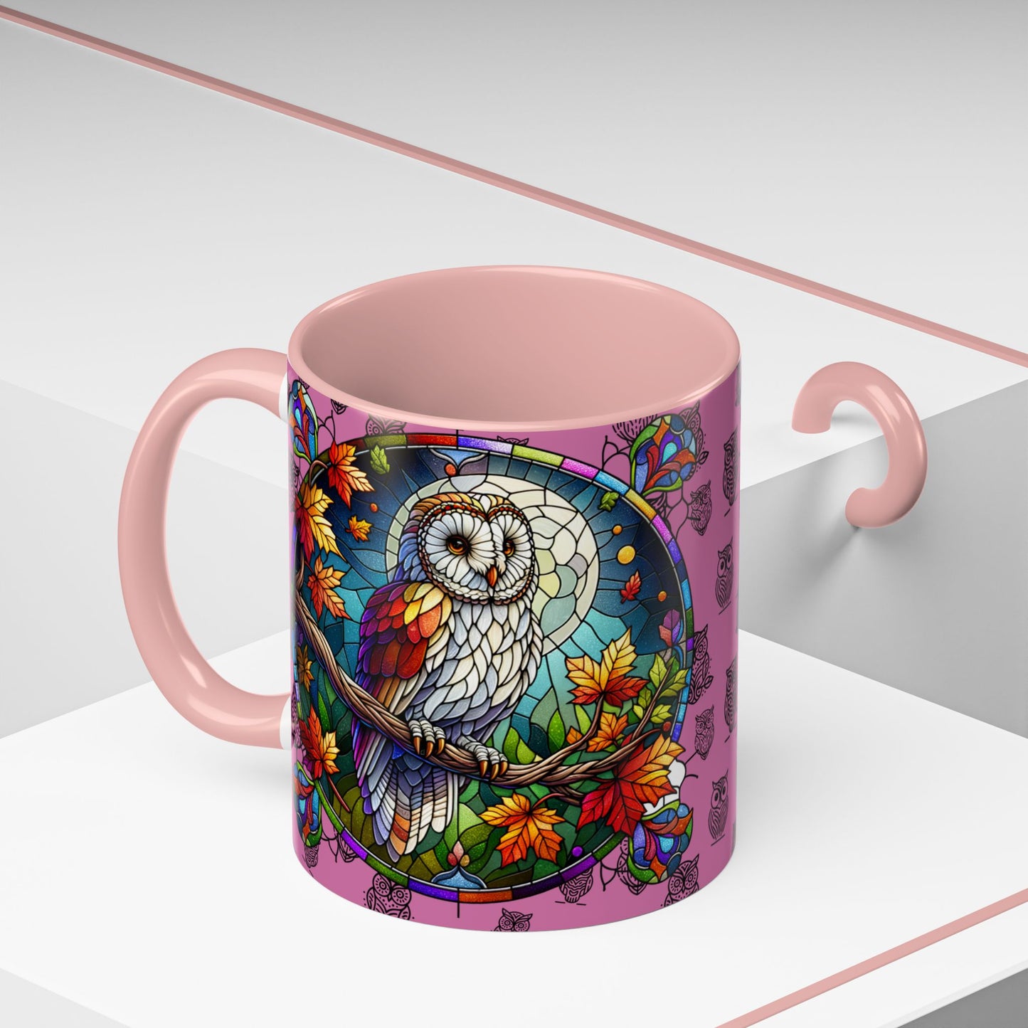 Coffee Mug -Colorful Stain Glass Owl Design