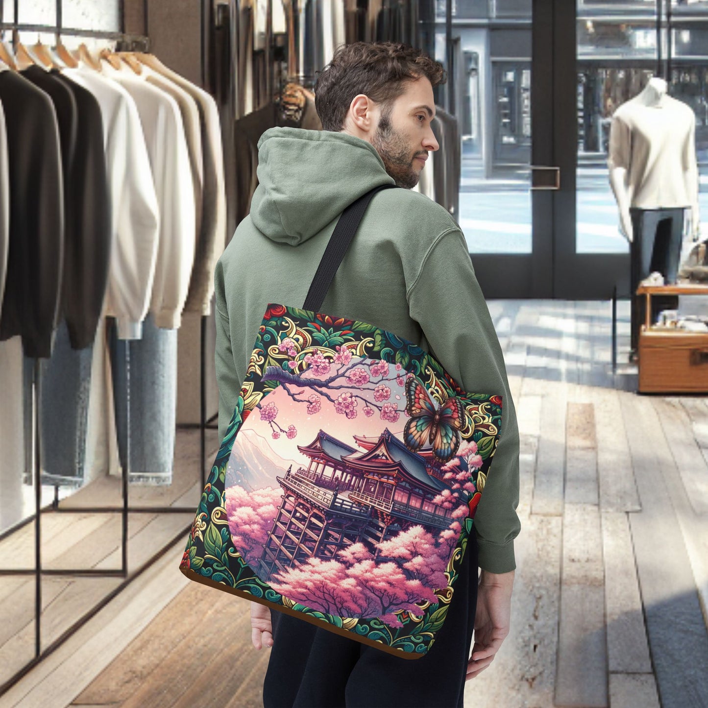 Sakura Butterfly Tote Bag
